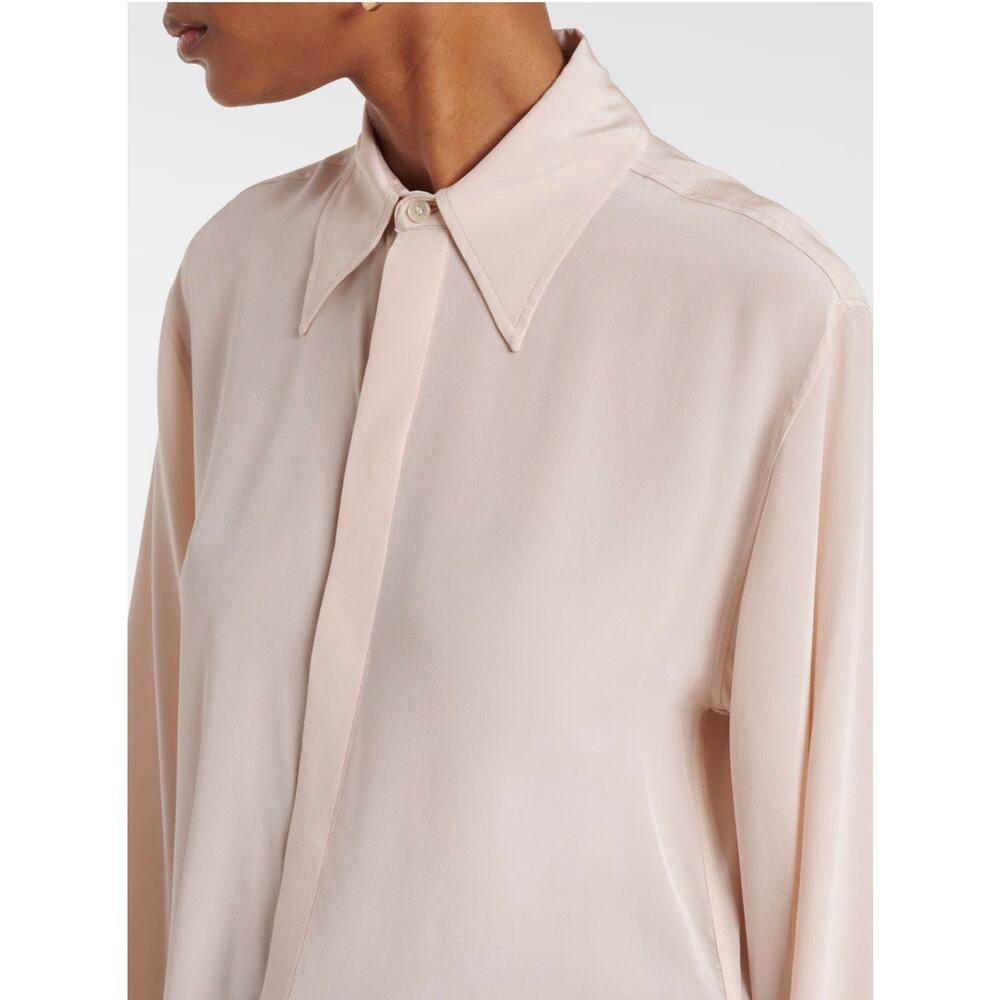 Victoria Beckham Blouson Sleeve Silk Blouse in Blush Apricot UK 4 US 0 - Picture 2 of 5